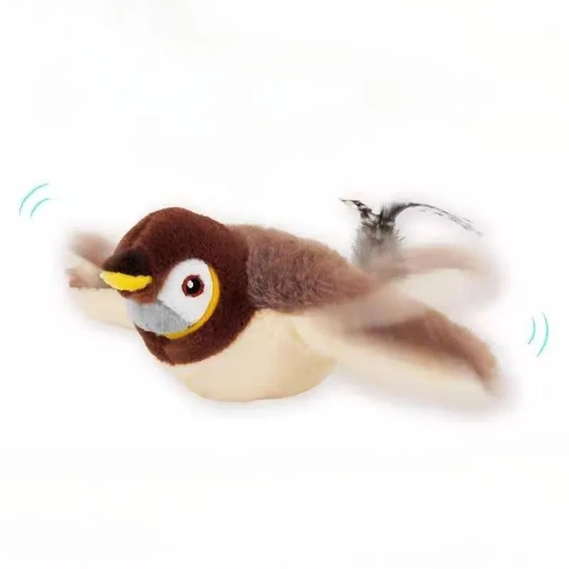 👉 Jouet oiseau interactif pour chat – Peluche chantante rechargeable