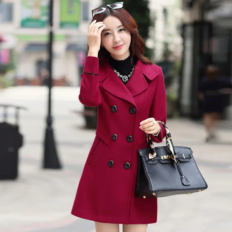 Manteau laine femme automne hiver – Style coréen élégant