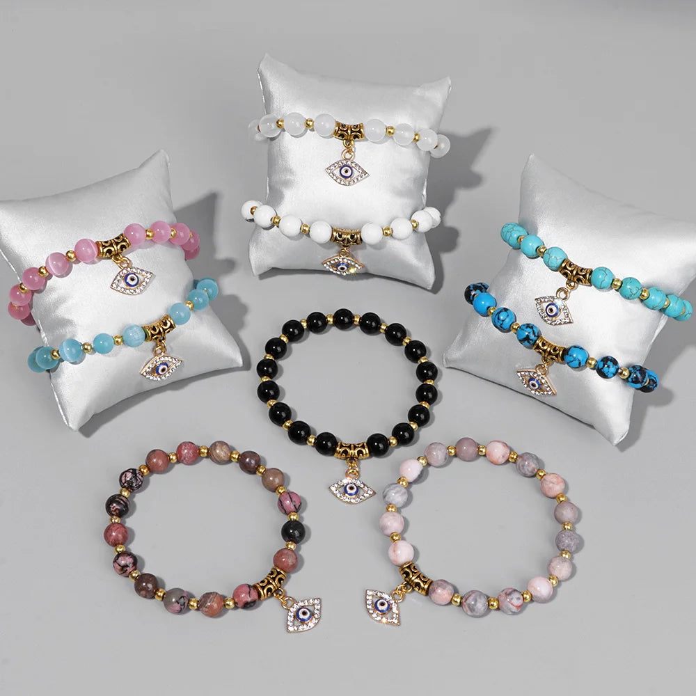 Bracelet femme pierre naturelle or, œil protecteur, yoga, guérison