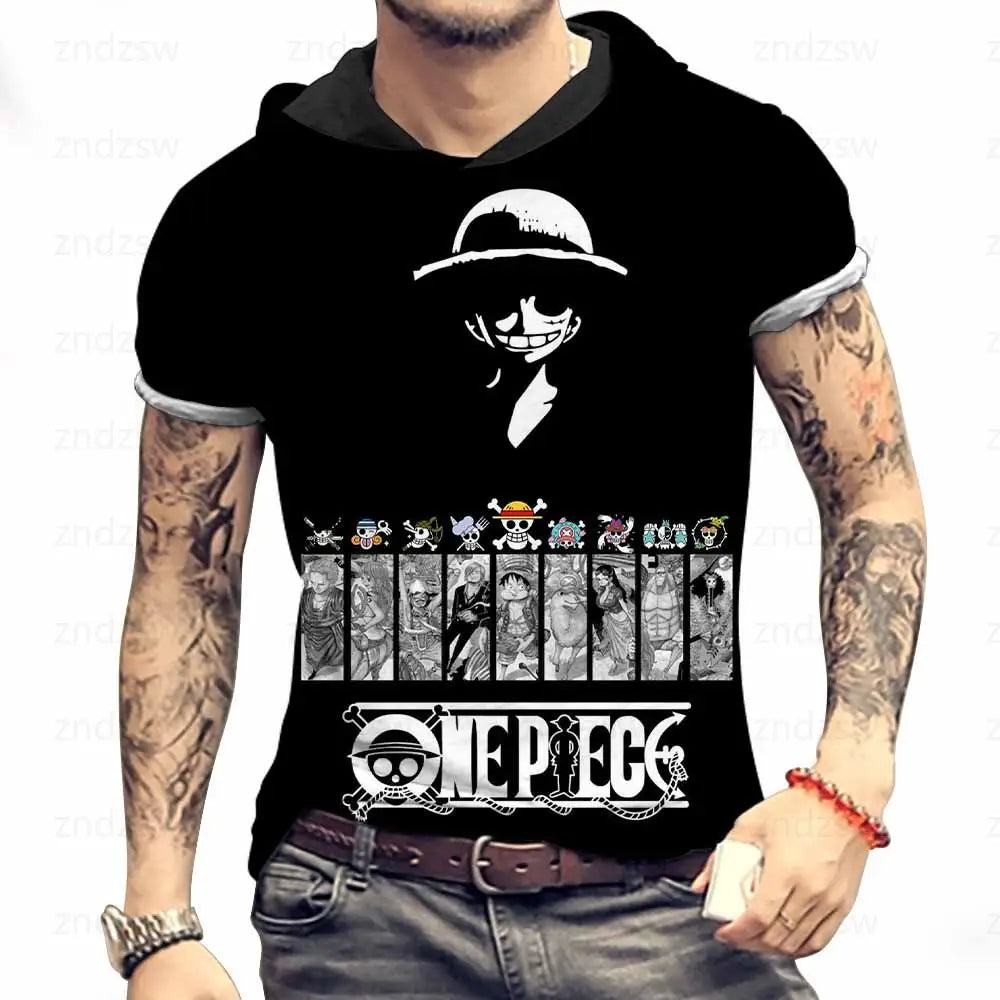 T-shirt à capuche oversize homme, style Harajuku One Piece
