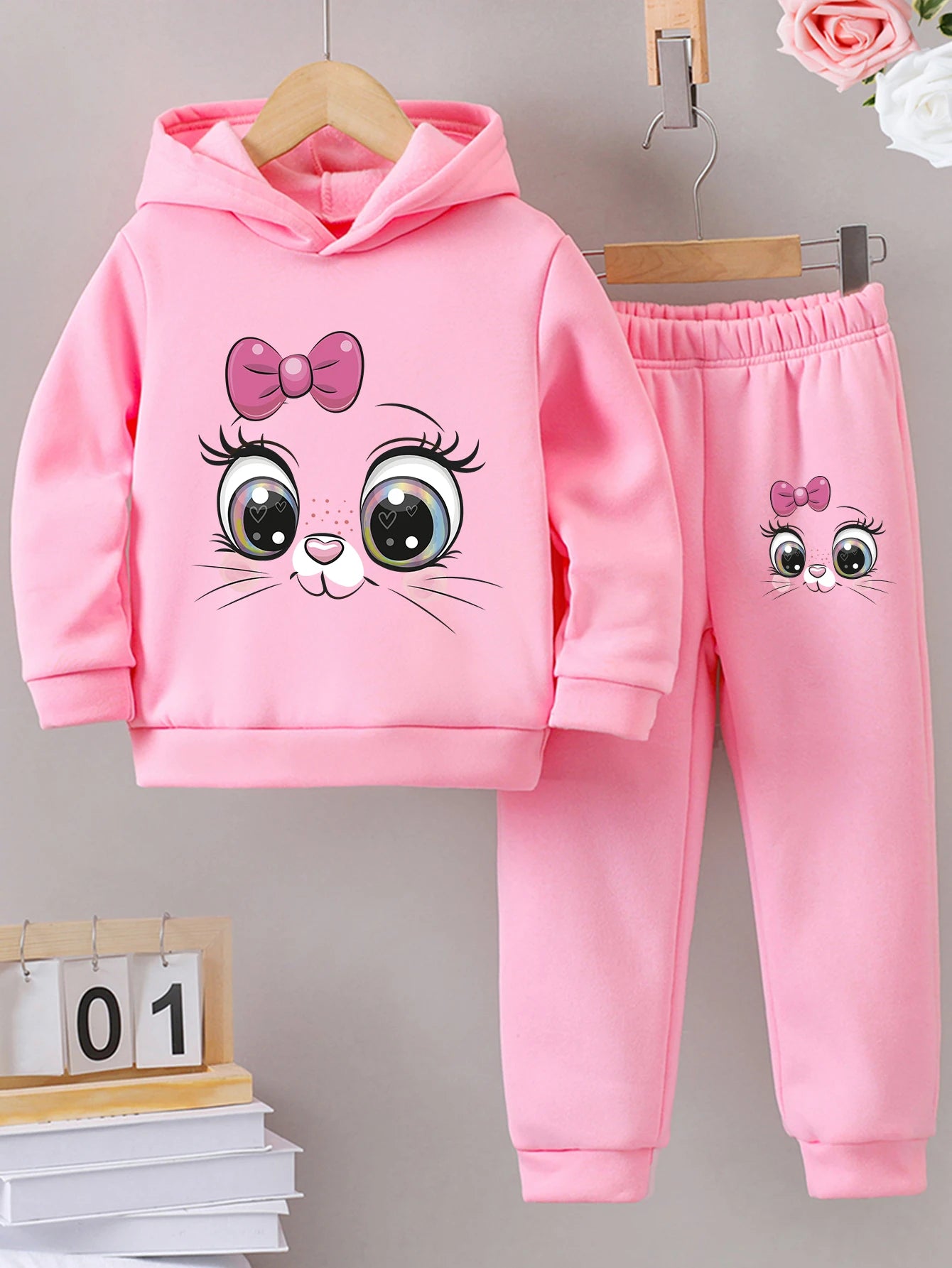 Ensemble sport fille 2 pièces – Sweat à capuche & pantalon chaud