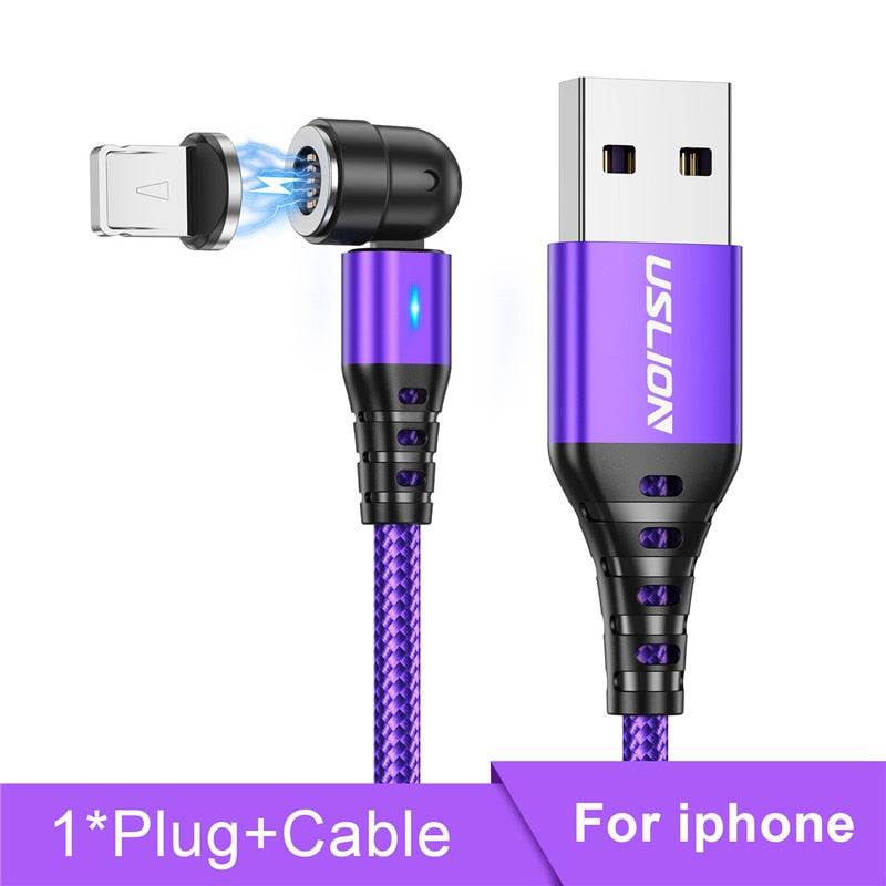 Câble Magnétique 540° Rotatif USLION – Charge Rapide 5A USB-C/Micro