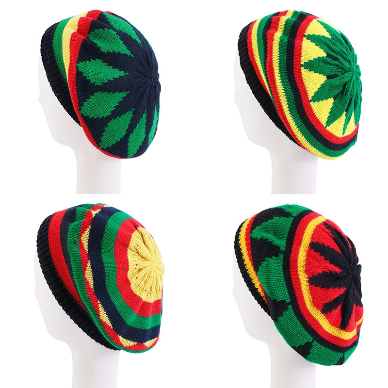 Bonnet multicolore Bob Marley style reggae, laine arc-en-ciel