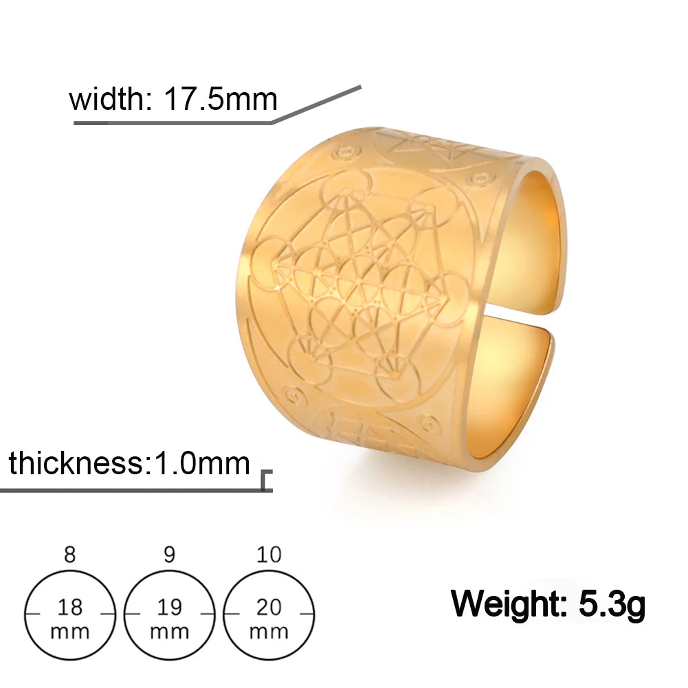 Bague Zelda acier inox, sceau Archange Metatron, bijou ésotérique
