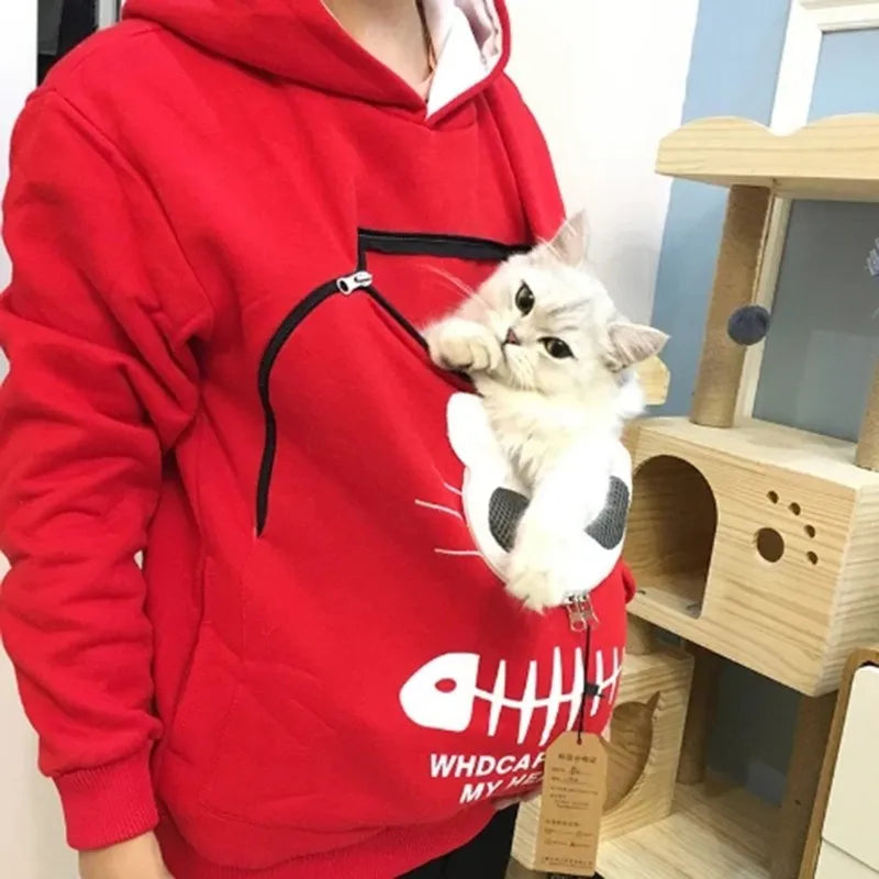 Sweat à capuche femme kangourou – Transport chat respirant