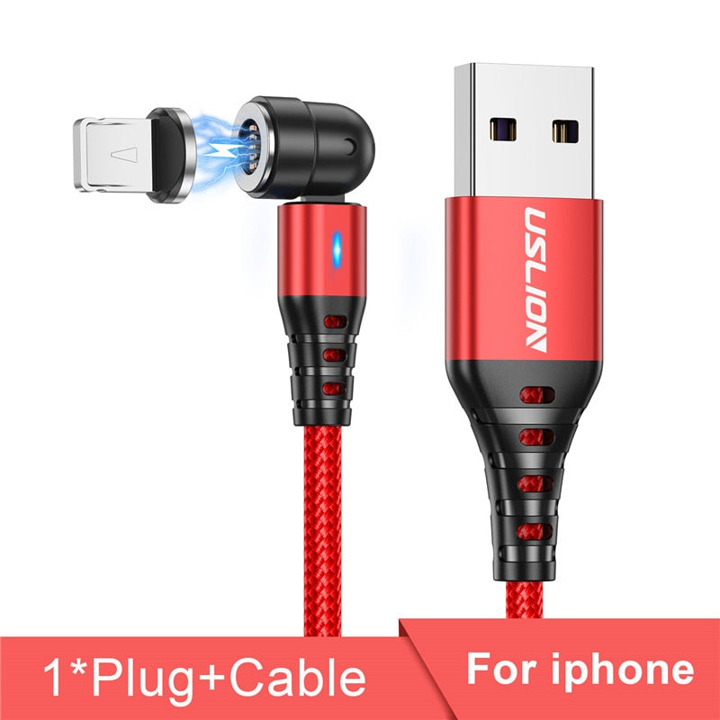 Câble Magnétique 540° Rotatif USLION – Charge Rapide 5A USB-C/Micro