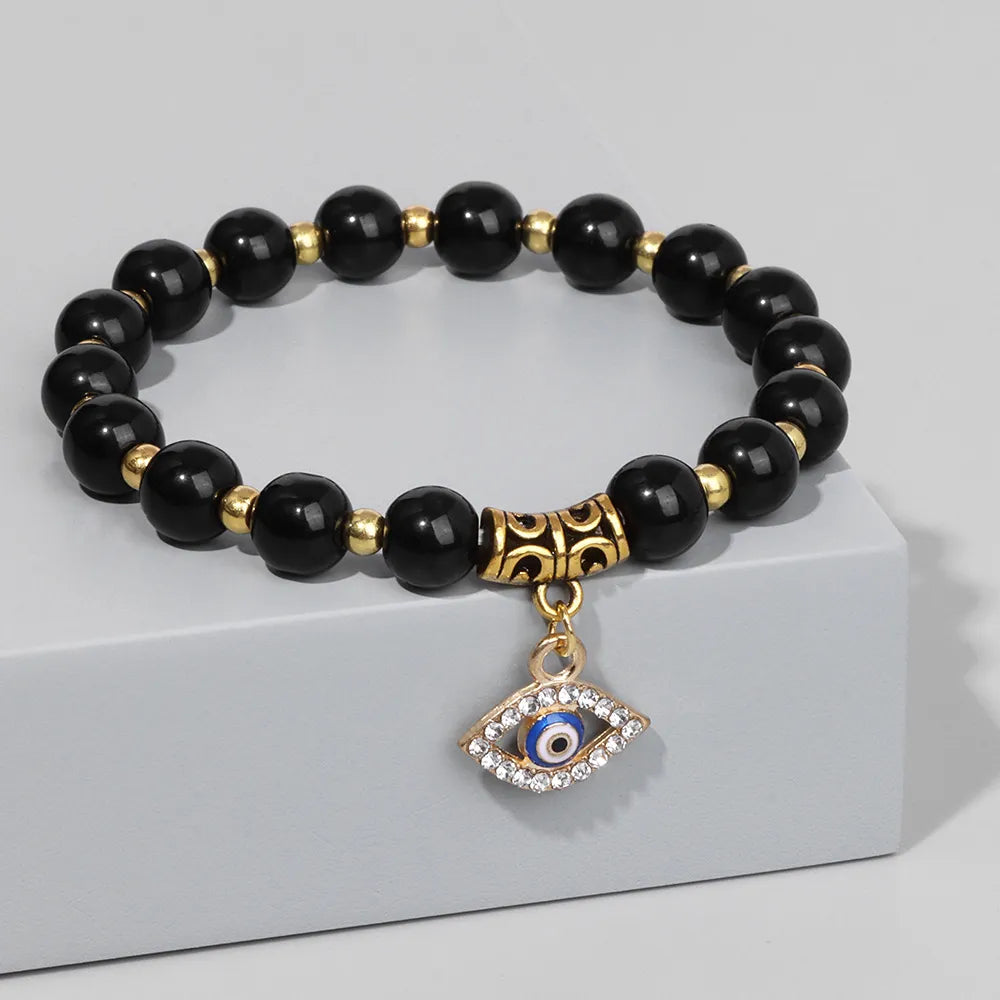 Bracelet femme pierre naturelle or, œil protecteur, yoga, guérison
