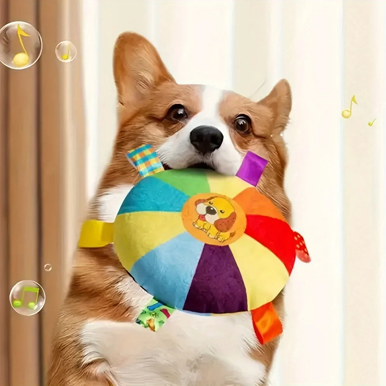 Jouet interactif chien – frisbee peluche résistant avec son