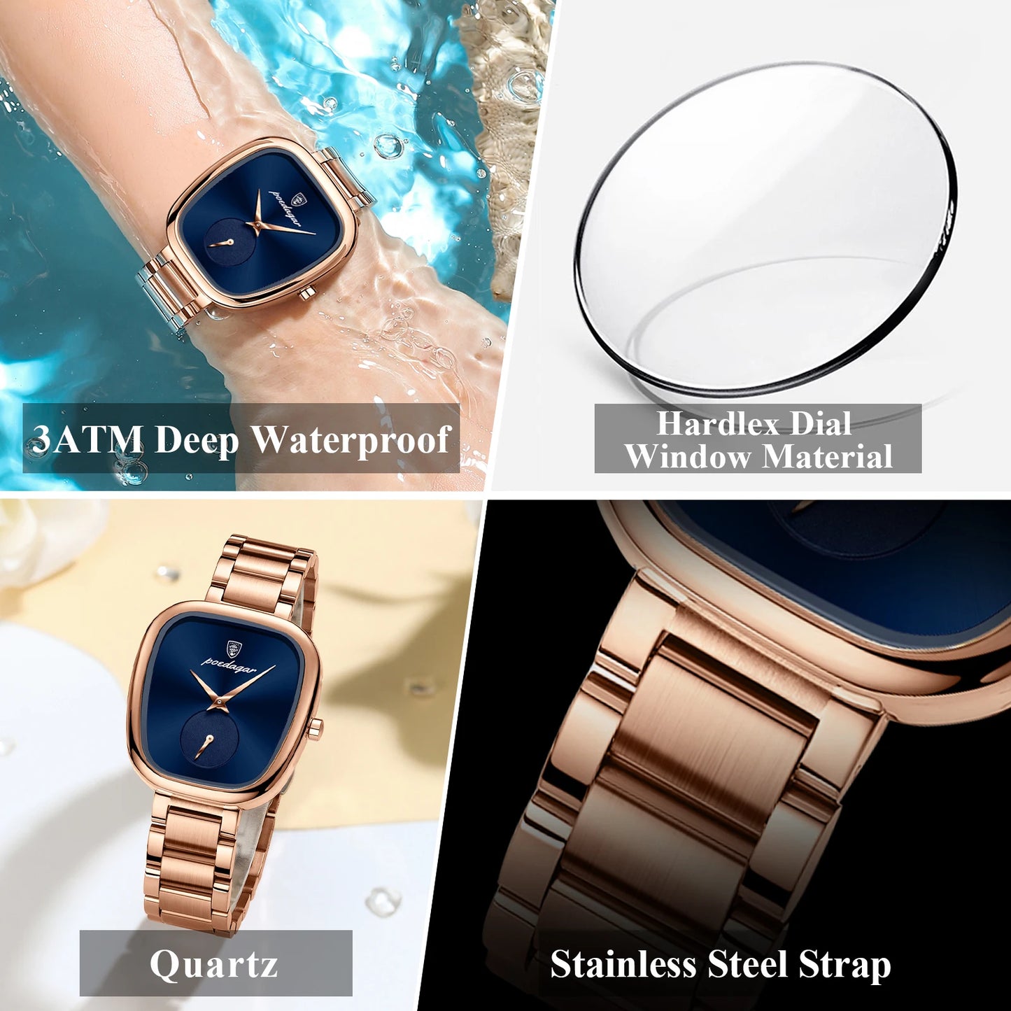 👉 Montre POEDAGAR femme – Quartz inox étanche, élégante & mode