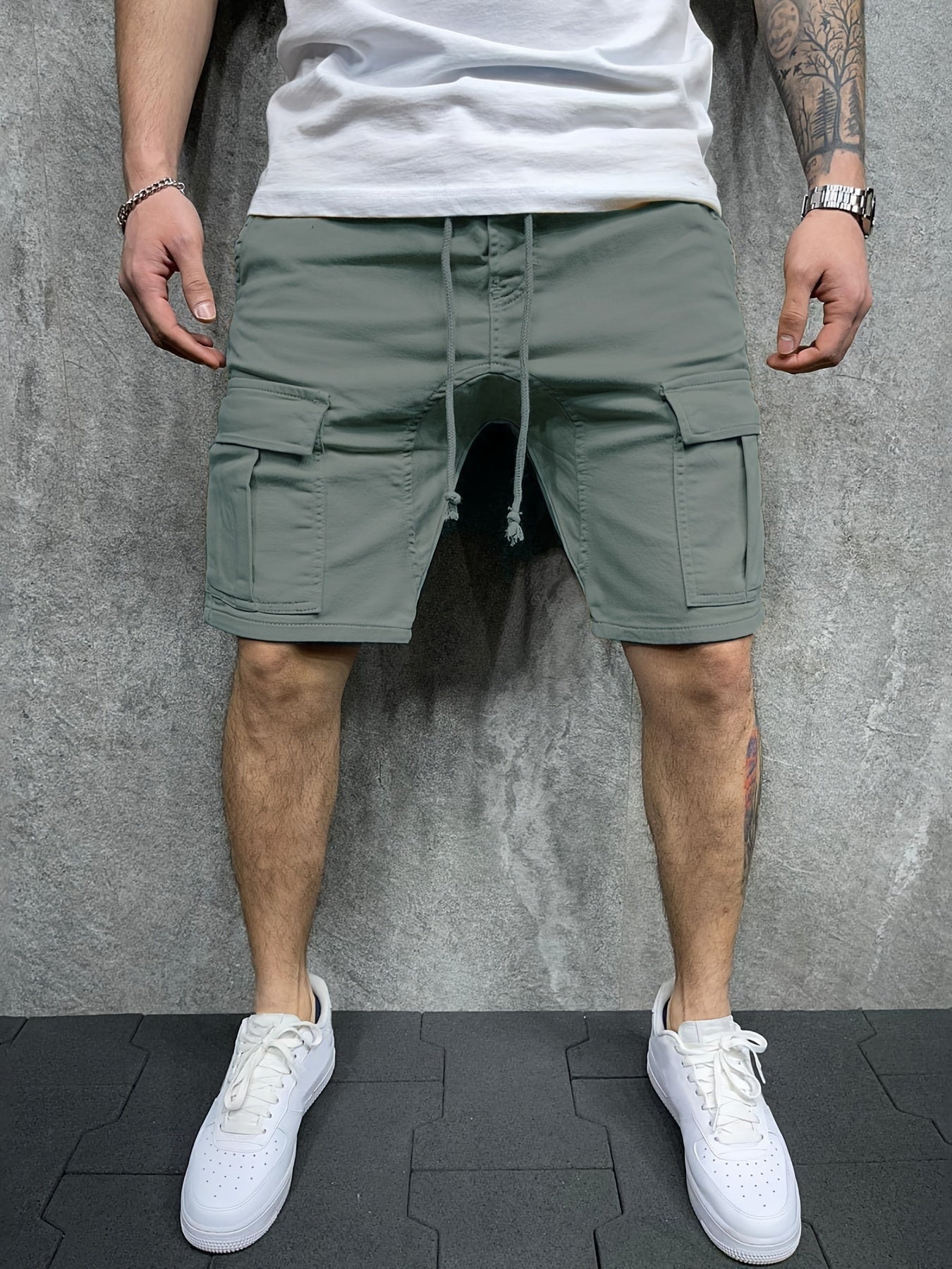 Pantacourt Cargo Homme – Ample, Cordon, Poches à Rabat, Été