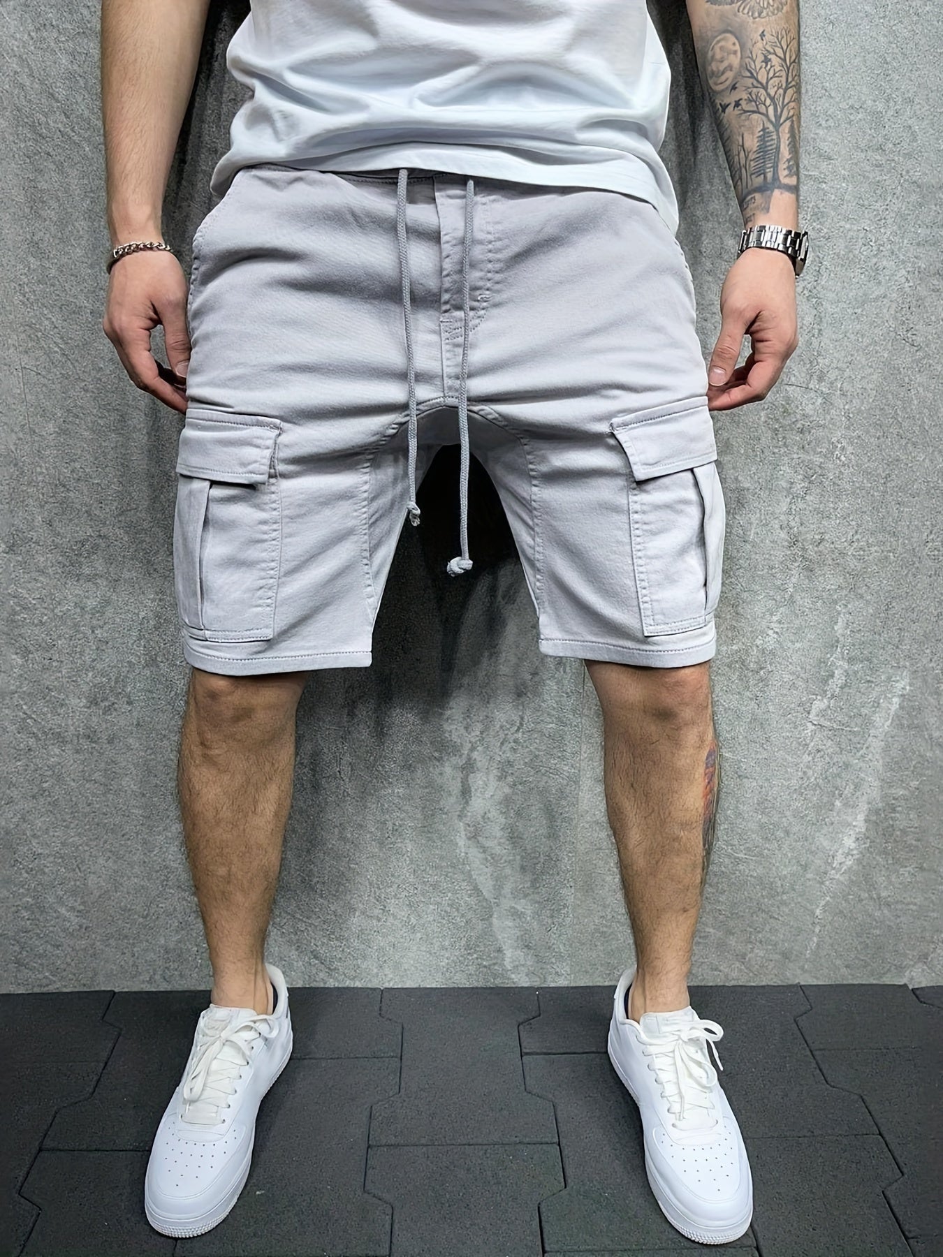 Pantacourt Cargo Homme – Ample, Cordon, Poches à Rabat, Été