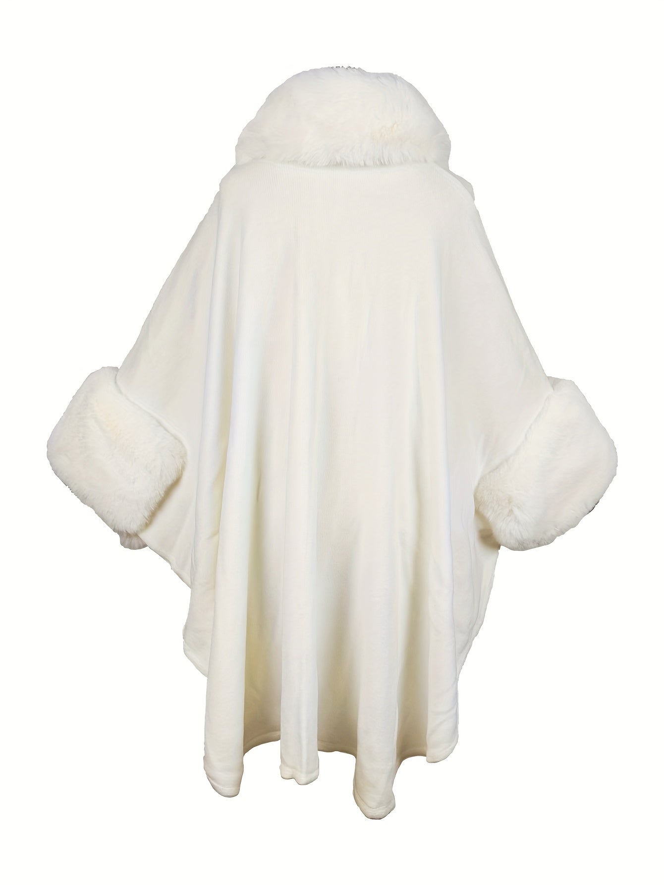 Manteau grande taille femme – Ouvert avec col fausse fourrure