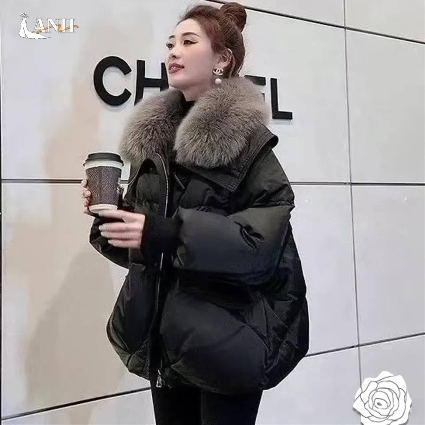 Manteau hiver femme ❄️ – Capuche fausse fourrure & coupe A-line GTIJARA