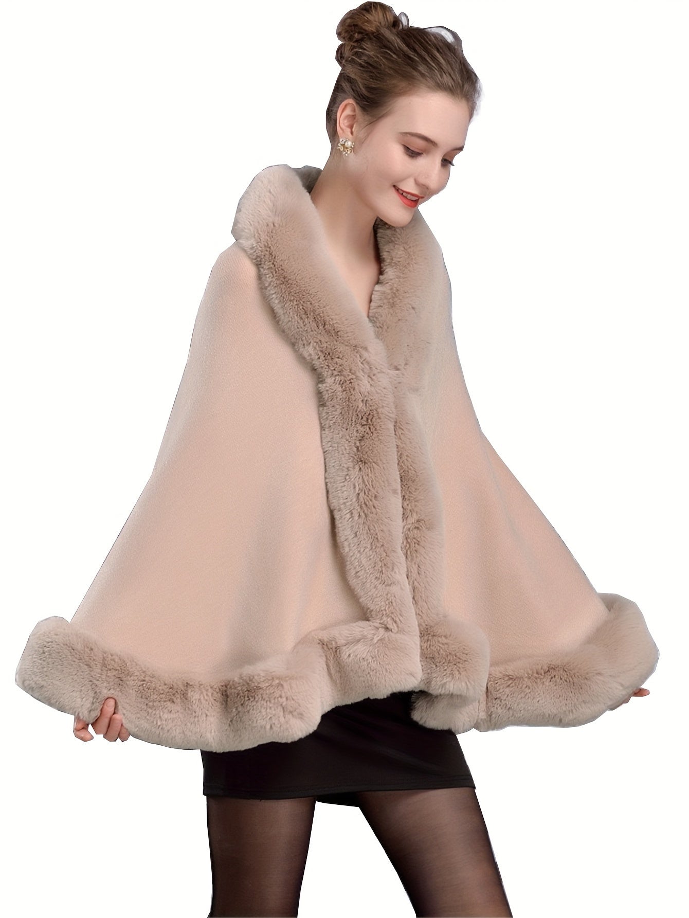 Cape élégante femme – Fausse fourrure chic & sans manches