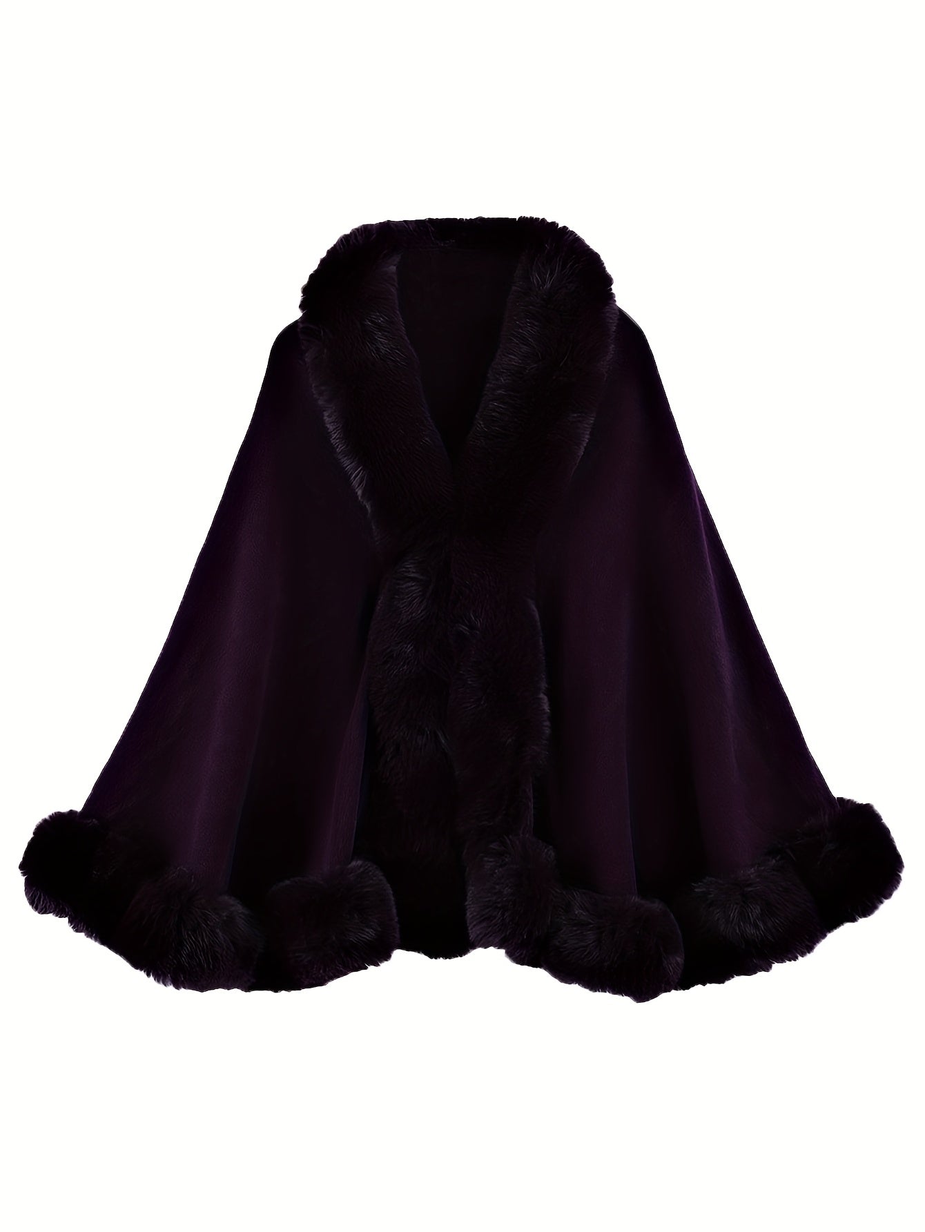 Manteau cape grande taille femme – Fausse fourrure chic hiver