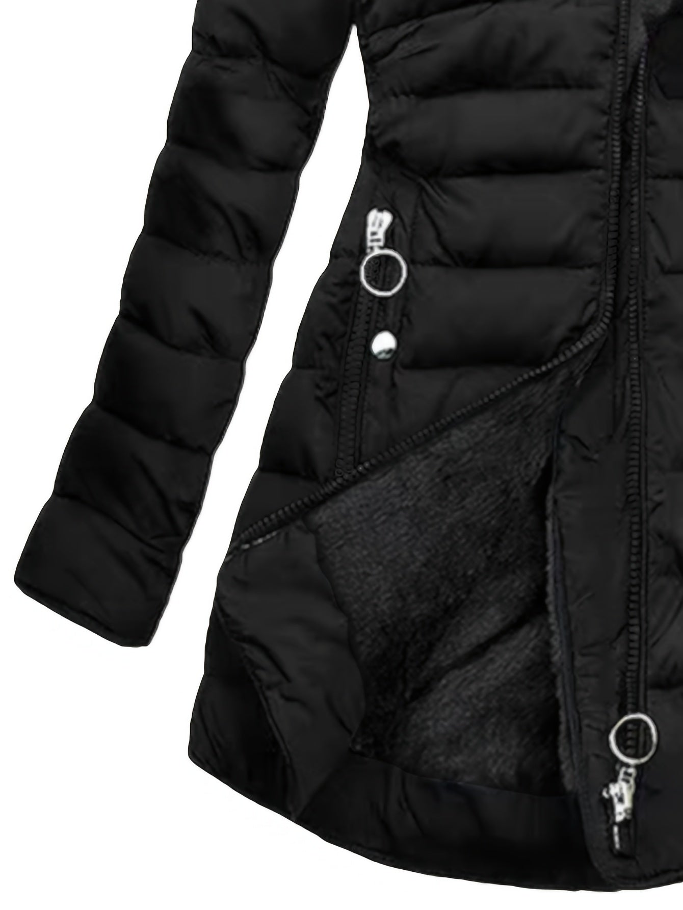 Veste chaude femme élégante – capuche & fermeture éclair slim fit
