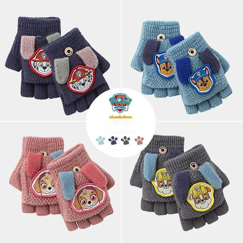 Gants peluche Paw Patrol enfants, Chase Skye, chauds et colorés