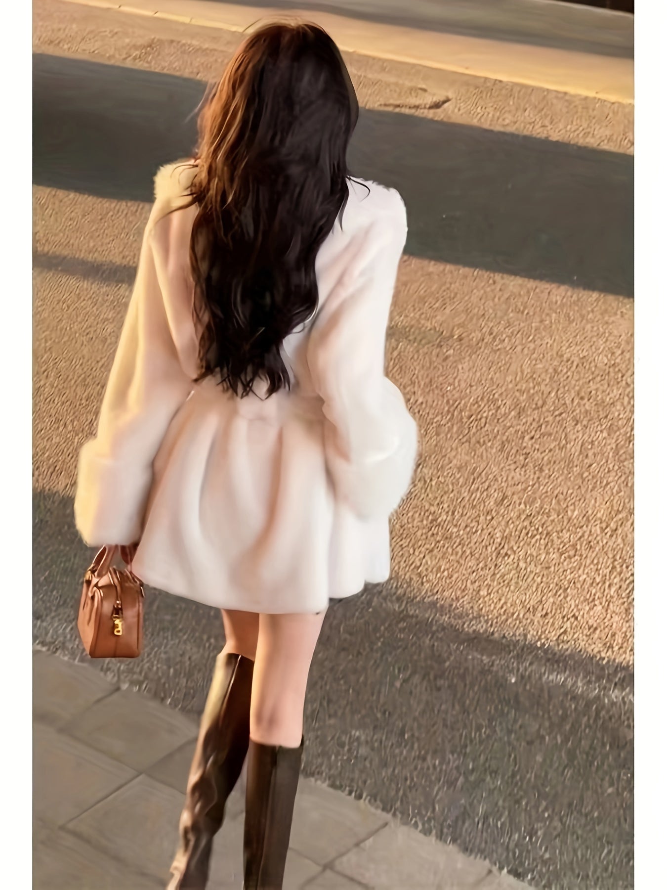 Manteau femme hiver élégant – Ceinture & fausse fourrure chic