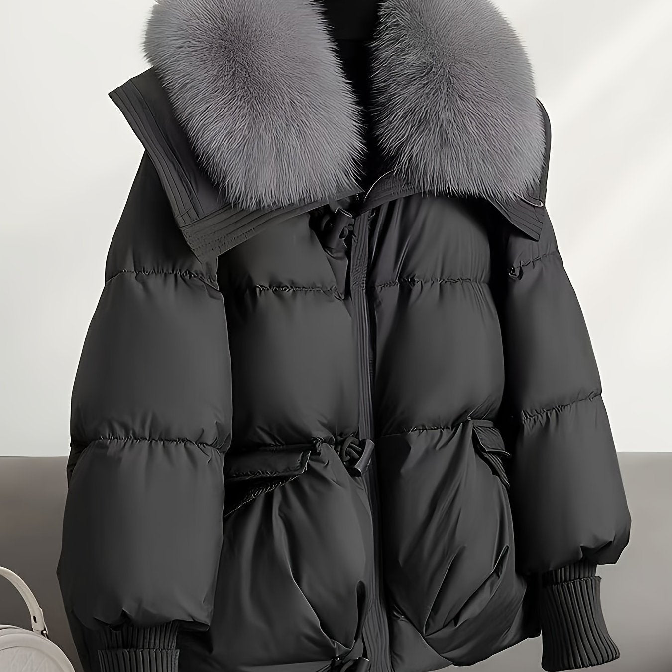 Manteau hiver femme ❄️ – Capuche fausse fourrure & coupe A-line GTIJARA