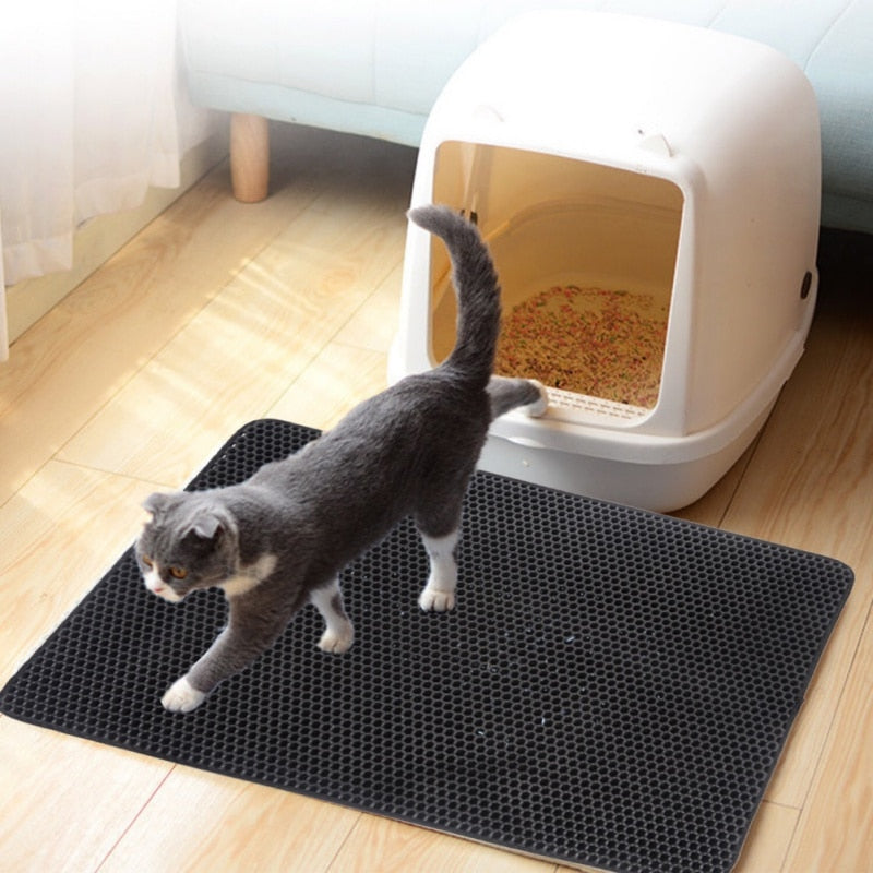 Tapis de litière pour chats imperméable double couche antidérapant