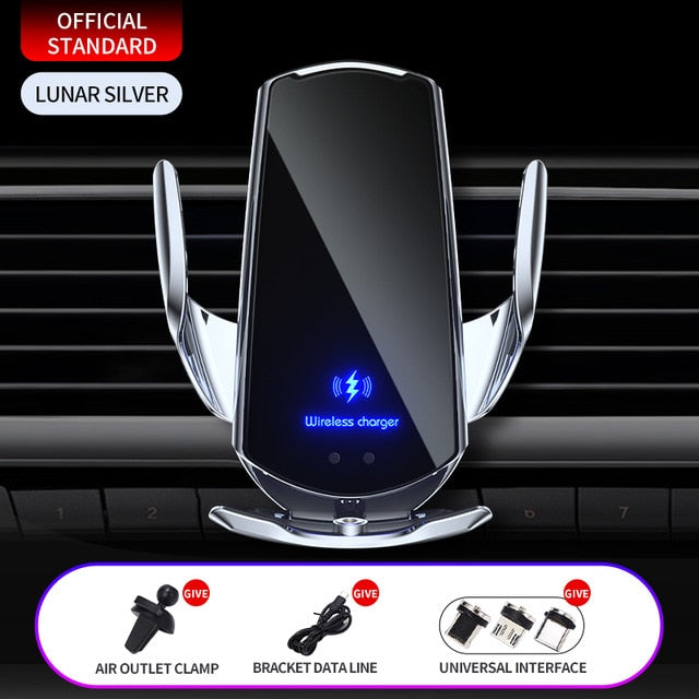 Chargeur voiture sans fil 30W – iPhone & Samsung, capteur auto