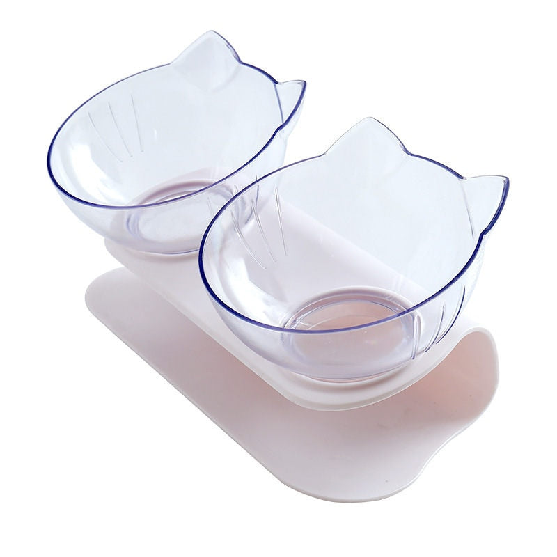 Double bol transparent chat/chien antidérapant – confort cervical