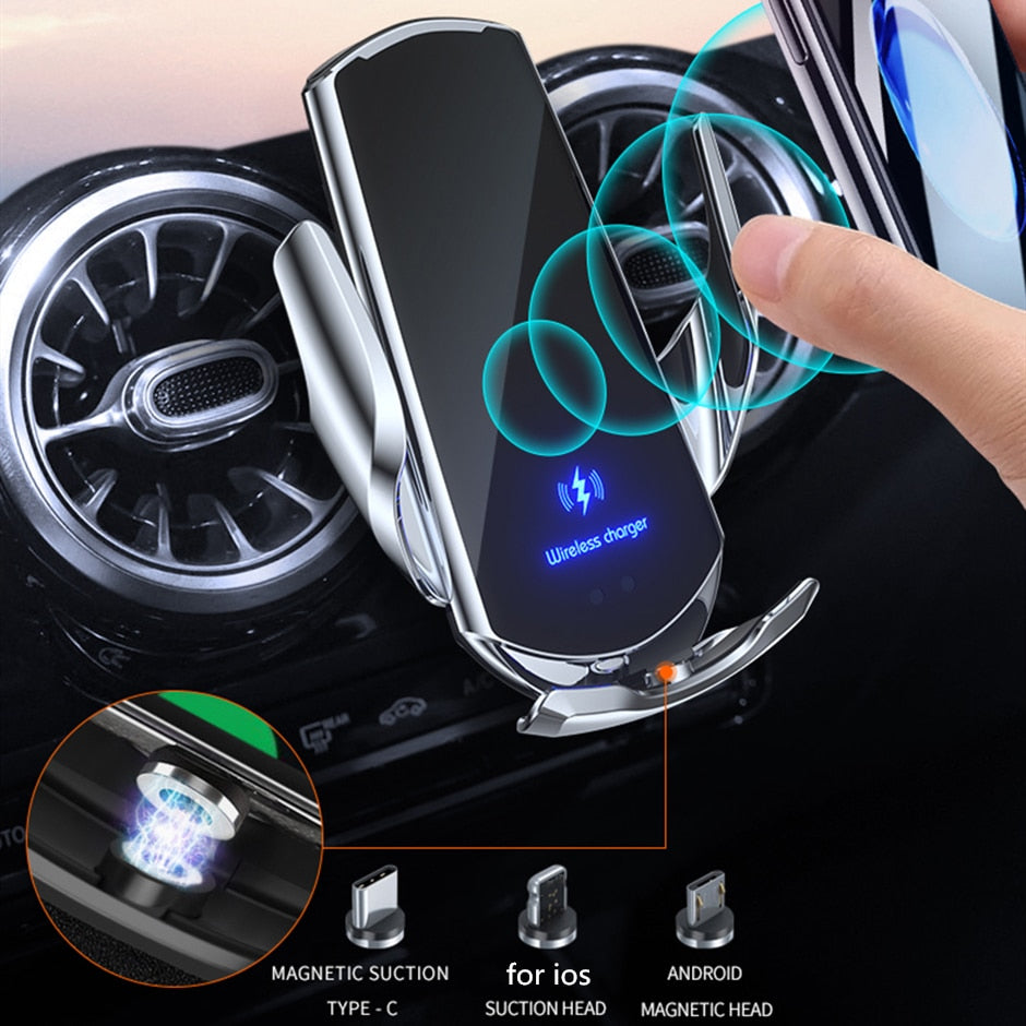 Chargeur voiture sans fil 30W – iPhone & Samsung, capteur auto