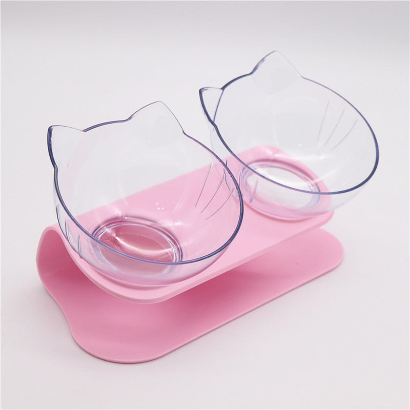 Double bol transparent chat/chien antidérapant – confort cervical