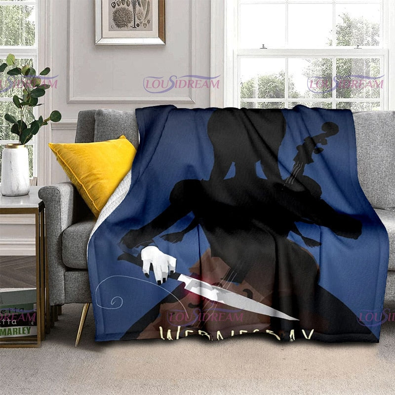 Couverture flanelle douce Wednesday Girl, chaude et imprimée 3D