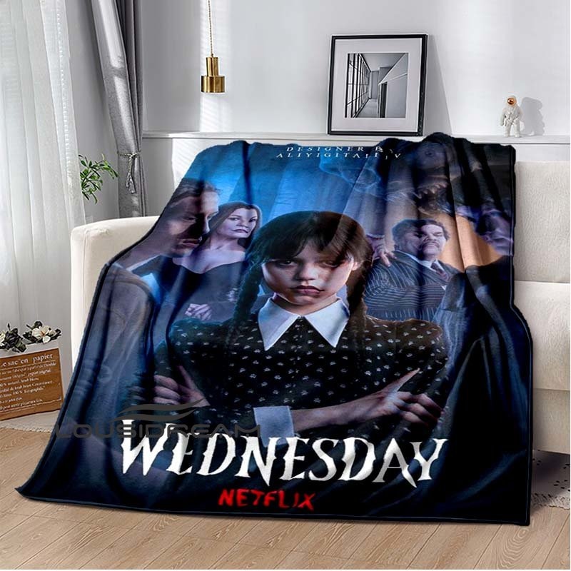 Couverture Wednesday Addams imprimée, douce et confortable