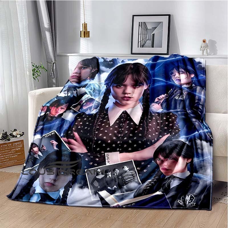 Couverture Wednesday Addams imprimée, douce et confortable