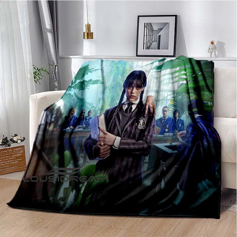 Couverture Wednesday Addams imprimée, douce et confortable