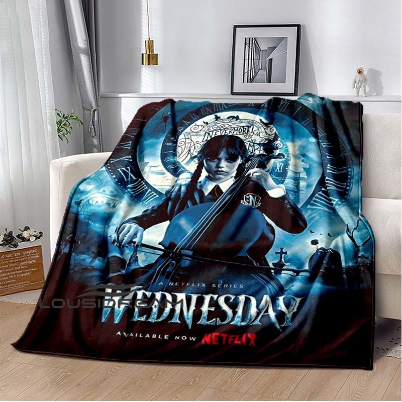 Couverture Wednesday Addams imprimée, douce et confortable