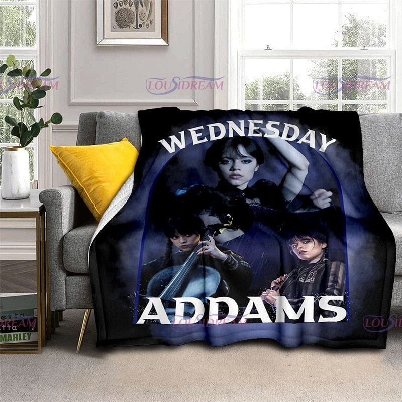 Couverture flanelle douce Wednesday Girl, chaude et imprimée 3D