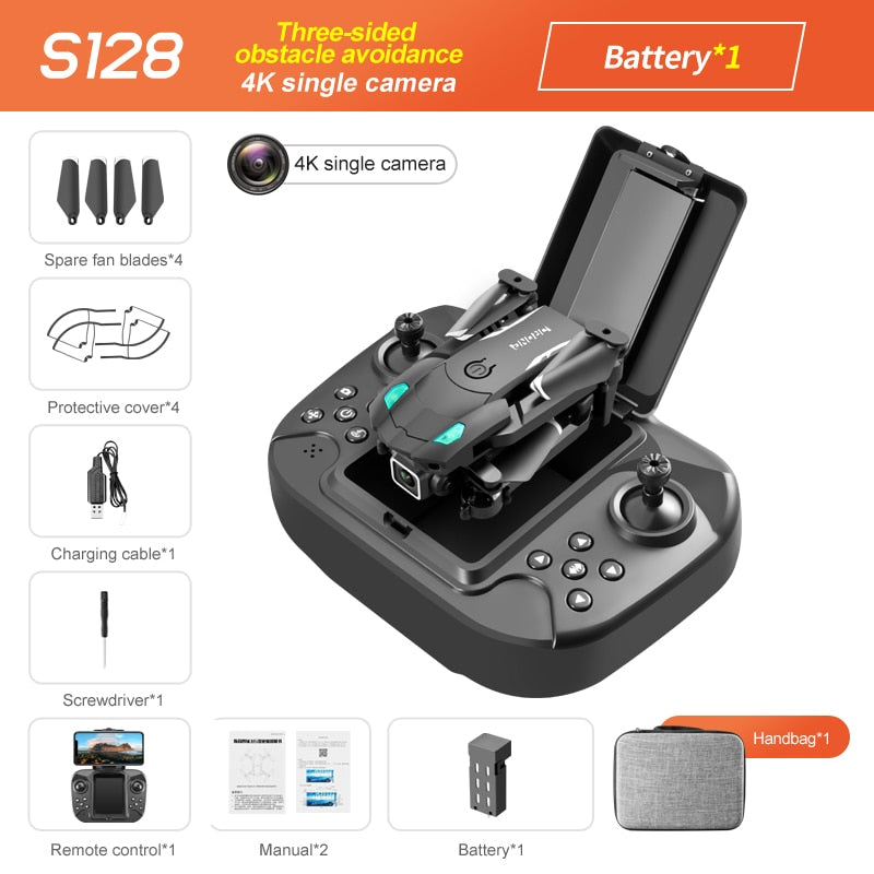 Mini Drone S128 4K avec Caméra HD, Évitement Obstacles Intelligent