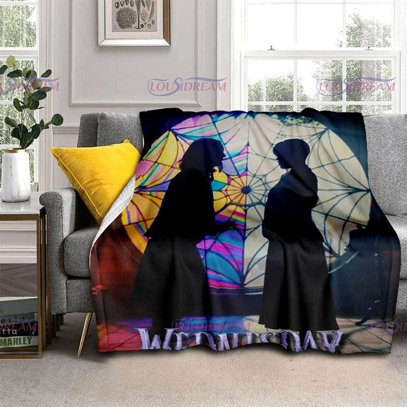 Couverture flanelle douce Wednesday Girl, chaude et imprimée 3D