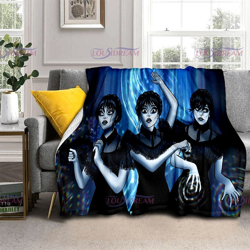 Couverture flanelle douce Wednesday Girl, chaude et imprimée 3D