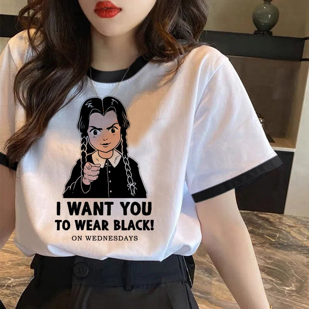 T-shirt Wednesday Addams « I Hate Everything », femme & fille