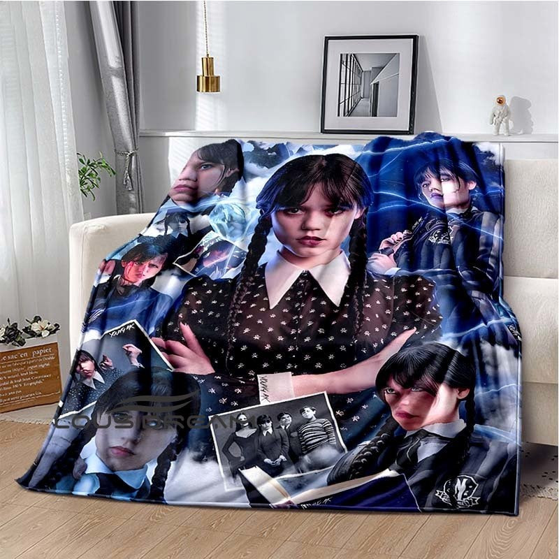Couverture Wednesday Addams imprimée, douce et confortable