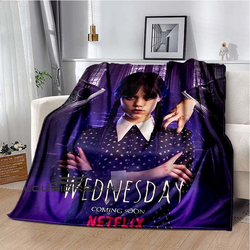 Couverture Wednesday Addams imprimée, douce et confortable