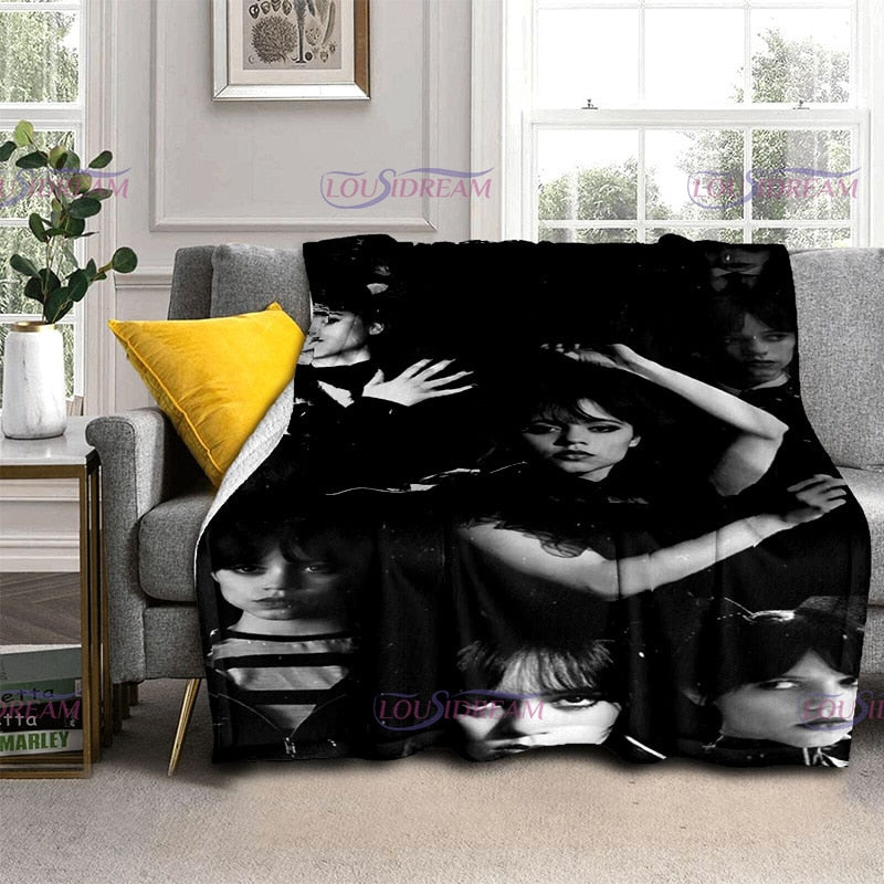 Couverture flanelle douce Wednesday Girl, chaude et imprimée 3D