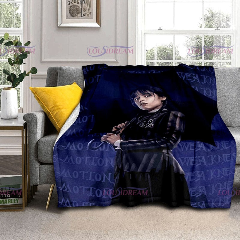 Couverture flanelle douce Wednesday Girl, chaude et imprimée 3D