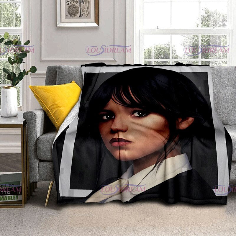 Couverture flanelle douce Wednesday Girl, chaude et imprimée 3D