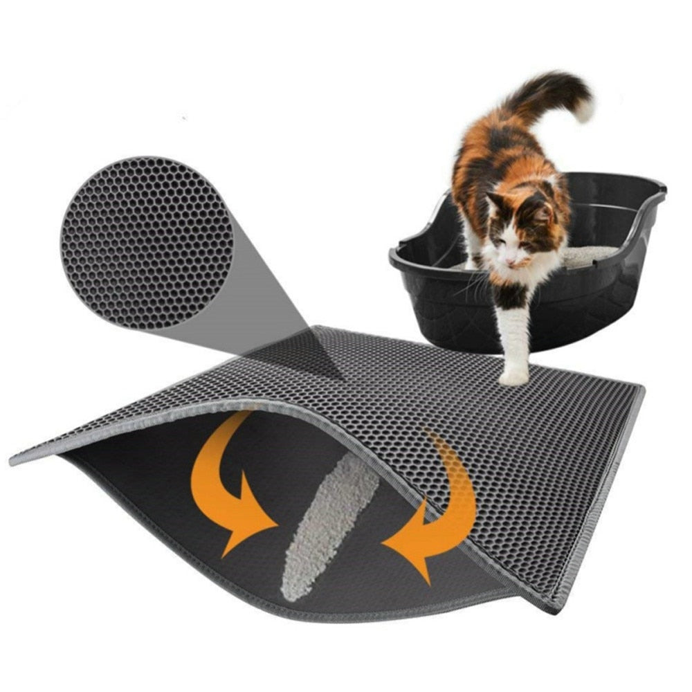 Tapis de litière pour chats imperméable double couche antidérapant