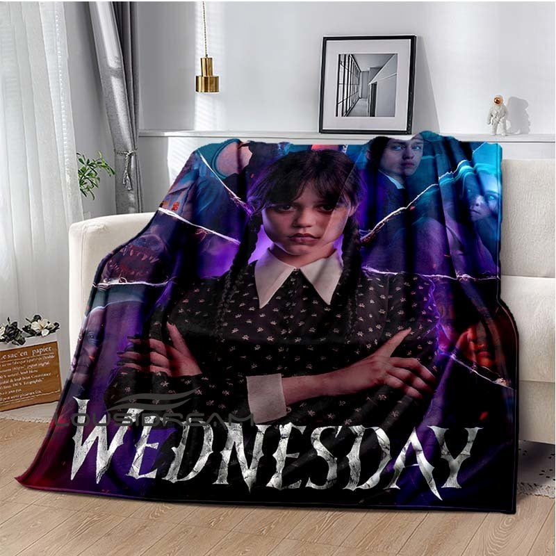 Couverture Wednesday Addams imprimée, douce et confortable