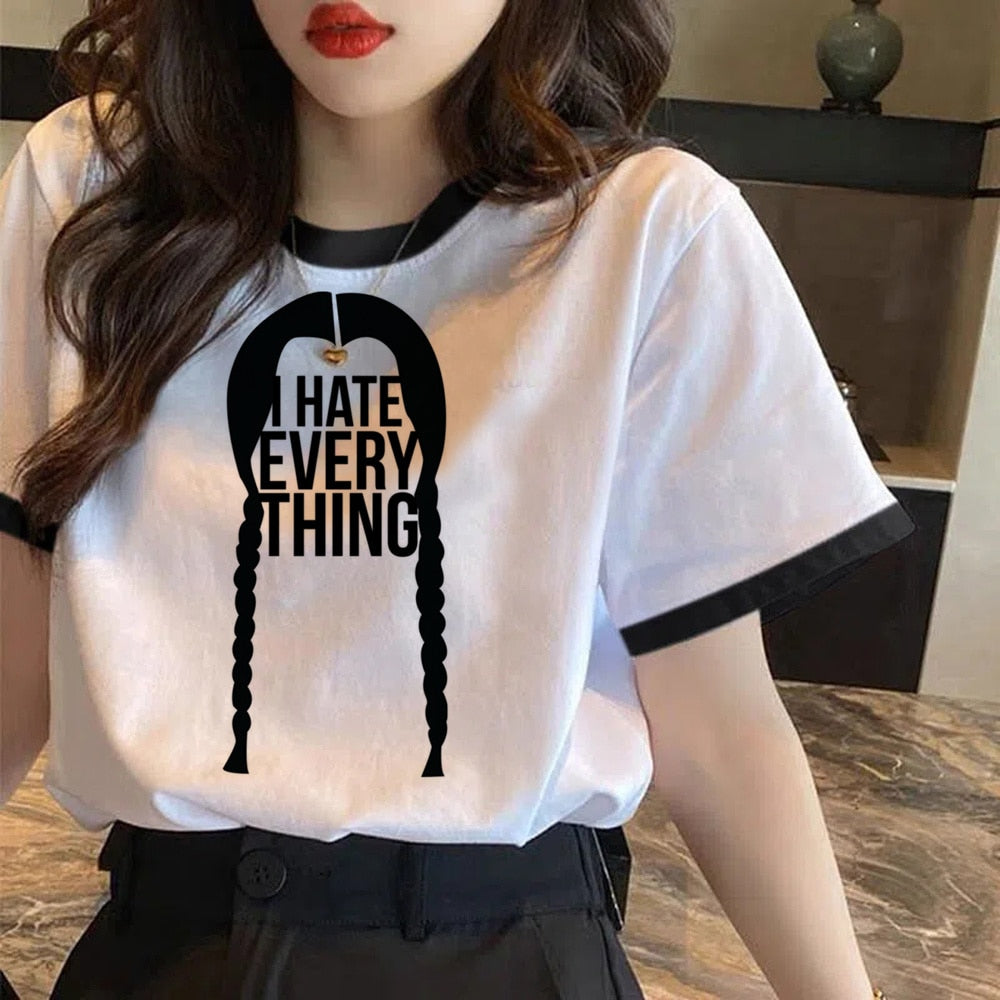 T-shirt Wednesday Addams « I Hate Everything », femme & fille