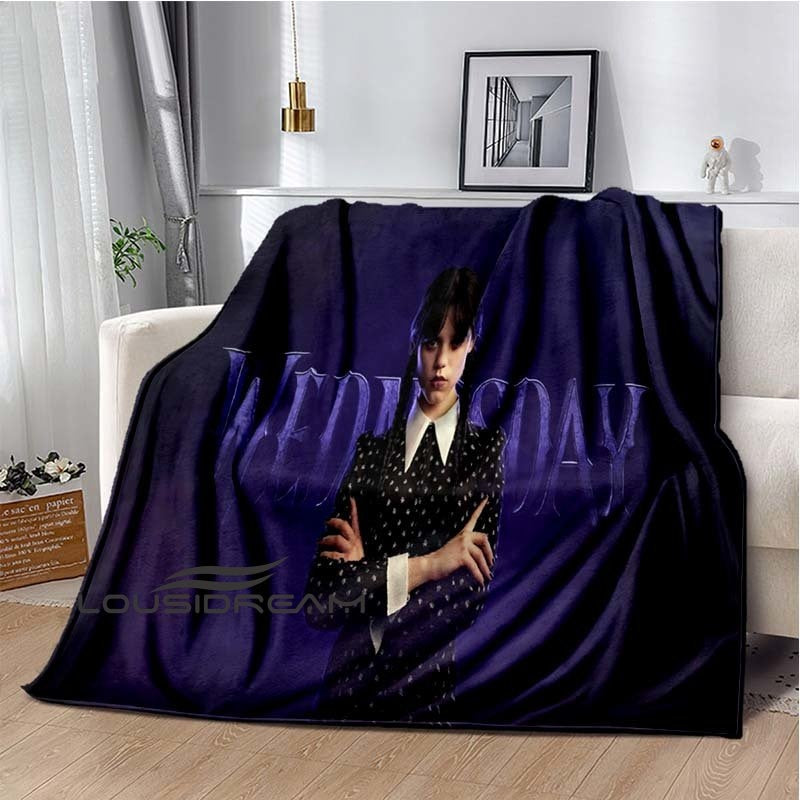 Couverture Wednesday Addams imprimée, douce et confortable