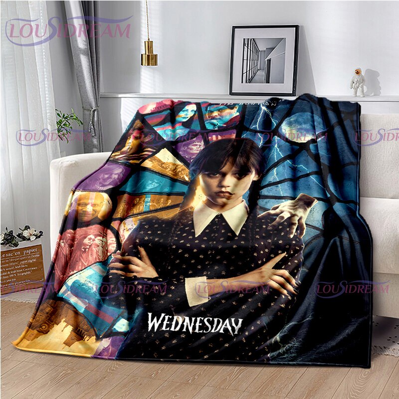 Couverture flanelle douce Wednesday Girl, chaude et imprimée 3D