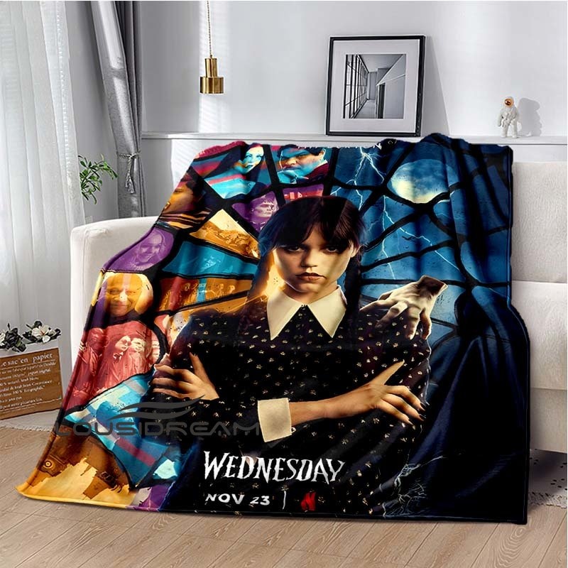 Couverture Wednesday Addams imprimée, douce et confortable