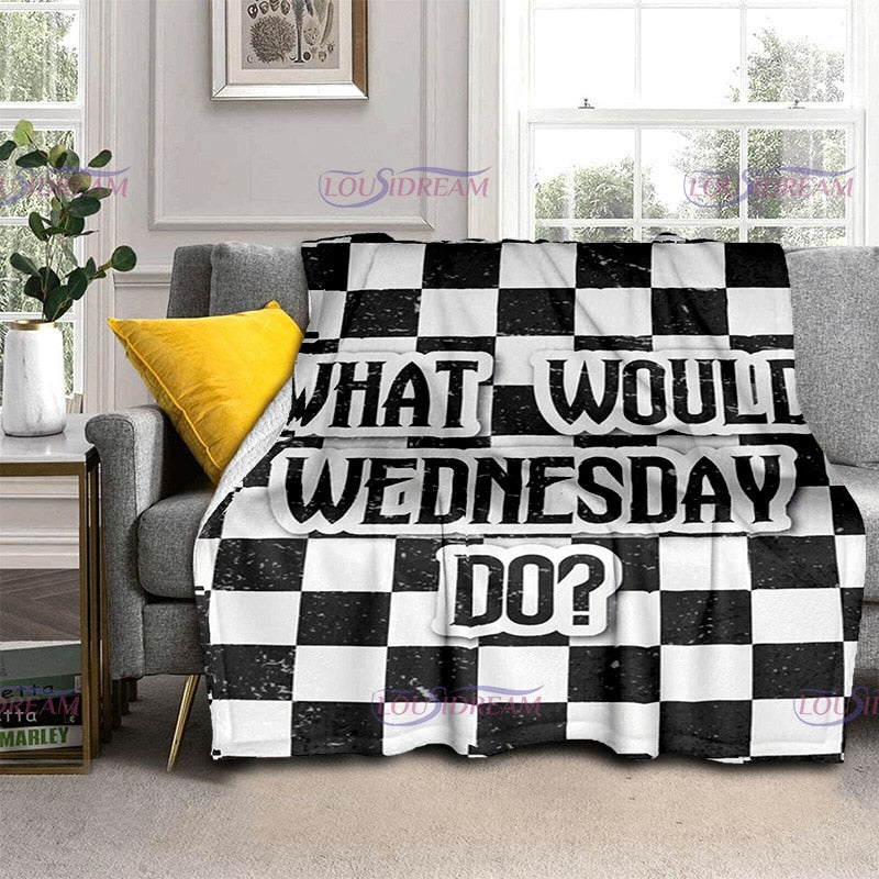 Couverture flanelle douce Wednesday Girl, chaude et imprimée 3D